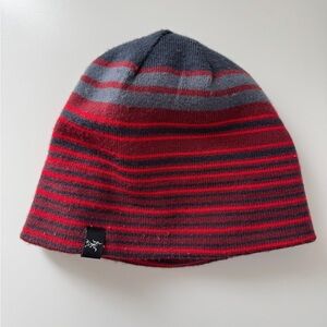 Arc'teryx Red and Gray Striped Beanie